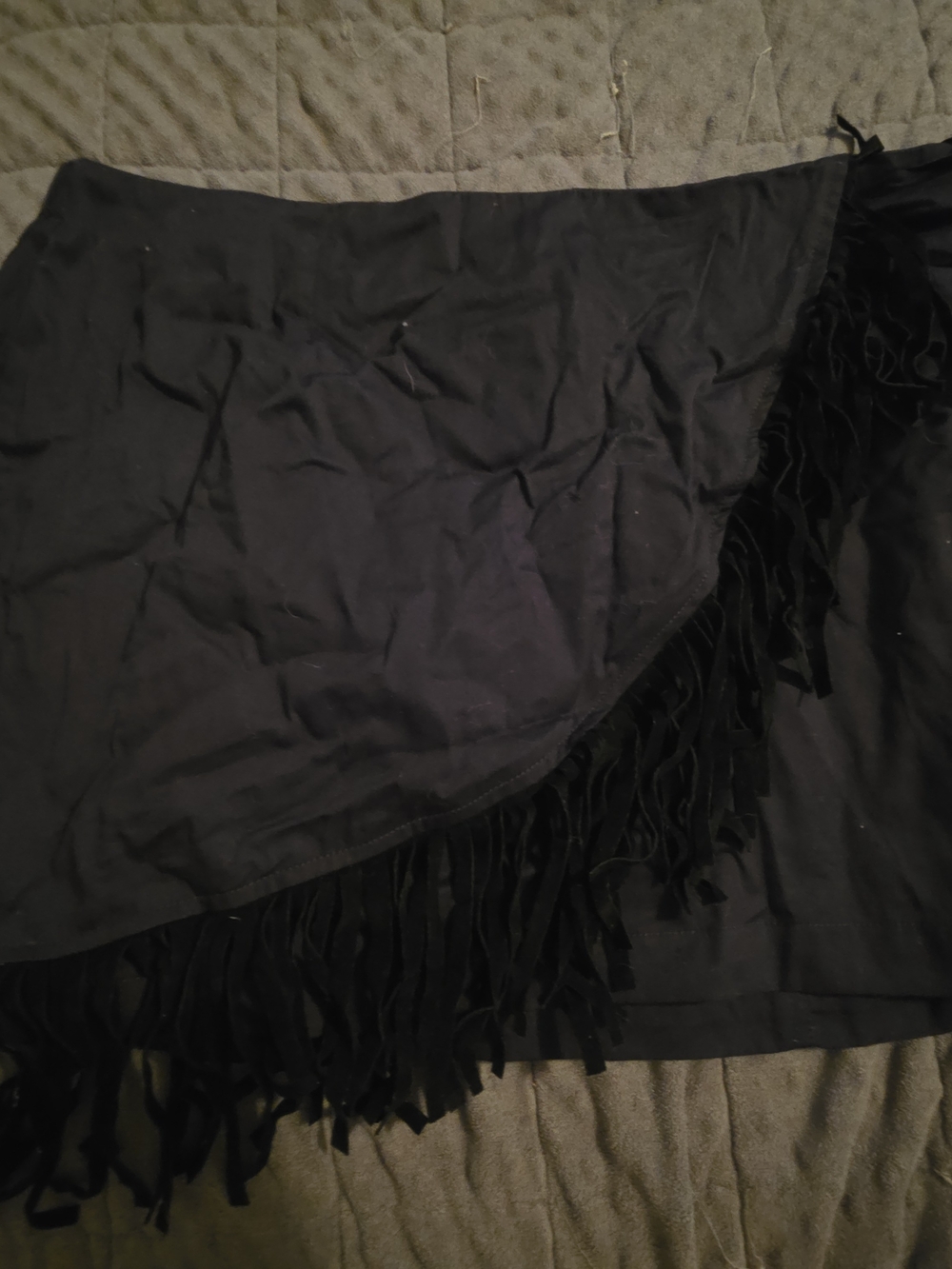Women's Black Mini Skirt with Fringe
